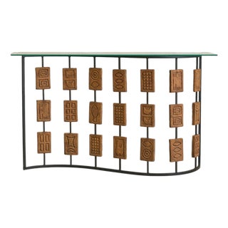 Italian Brutalist Terracotta + Iron Console by Mario Giani (Clizia), 1970s For Sale