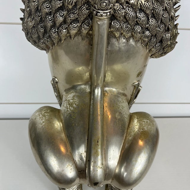 Metal Vintage Mid Century Foo Dog Sculpture Singha Guardian Lion For Sale - Image 7 of 7
