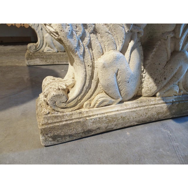 Mid 20th Century Italian Neoclassical Style Garden Table With Winged Rams Heads Decor, 1900s For Sale - Image 5 of 18