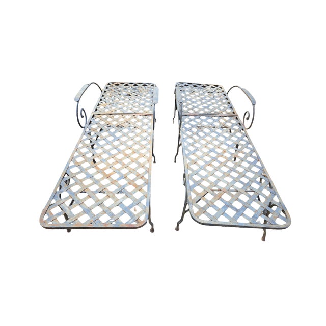 Metal Vintage Wrought Iron Patio Lounge Chairs For Sale - Image 7 of 11