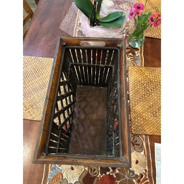 Vintage Split Reed Tall Storage Rack For Sale - Image 4 of 5