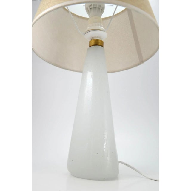 Heavy, massive glass Murano Opaline Glass Table Lamp, with brass fitting. In great condition, from the 1970's European...