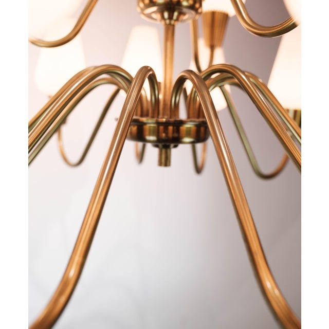 Danish Lamp with Arms of Brass and Glass, 1950s For Sale - Image 6 of 10