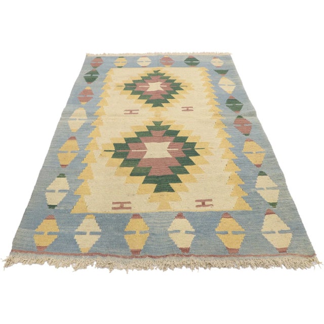 Tribal Vintage Persian Shiraz Kilim Rug, 03'10 X 05'09 For Sale - Image 3 of 9