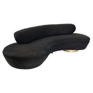 Vladimir Kagan Serpentine Sofa on Brass Bases For Sale