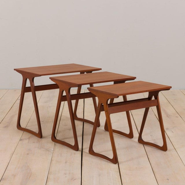 Vintage Danish Nesting Tables in Teak by Johannes Andersen for CFC Silkeborg, 1960s, Set of 3 For Sale - Image 17 of 17
