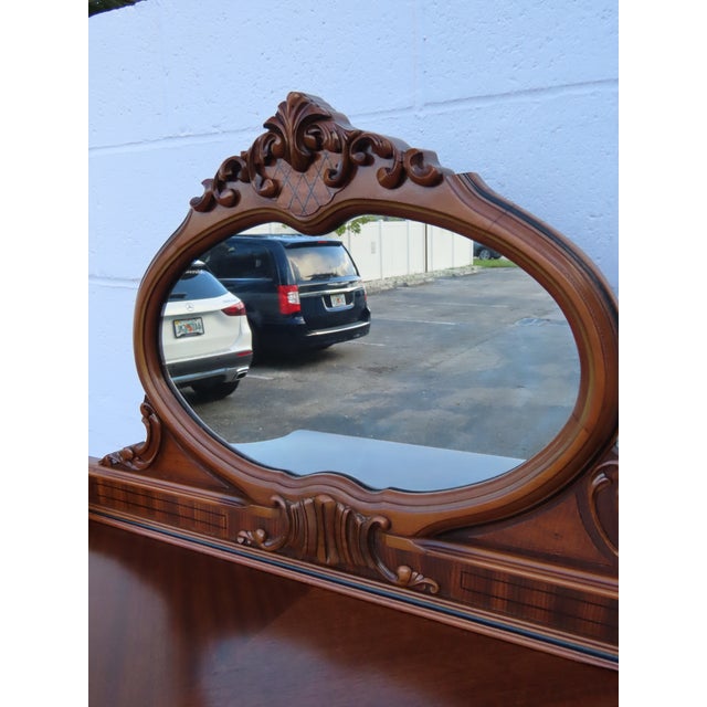 Early 20th Century Early 1900s Jacobean Carved Inlay Tall Chest of Drawers With Mirror 6610 For Sale - Image 5 of 12
