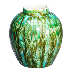 Groovy Mid Century Modern MCM Unique Drip Glazed Vintage Decorative Green Vase Home Decor Studio Pottery