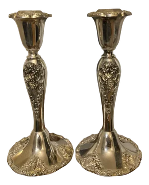 Baroque Style Silver-Plated Candleholders from Godinger, 1950, Set of 2