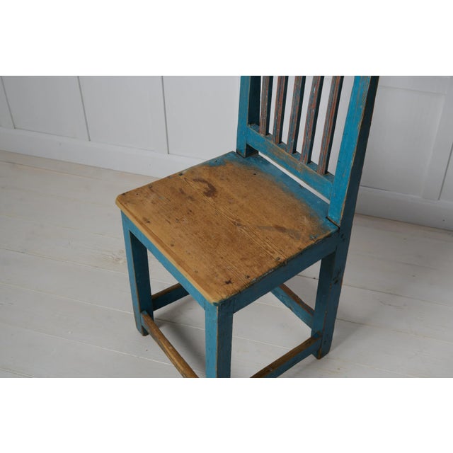 Wood Antique Northern Swedish Blue Country Chair For Sale - Image 7 of 8