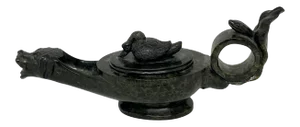 Late 19th Century Grand Tour Italian Serpentine Carved Oil Lamp