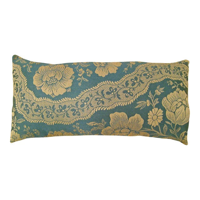 1960 Decorative Vintage European Chinoiserie Fabric Pillow with Floral Design For Sale