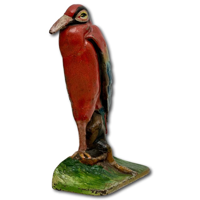 Outstanding & Rare Antique Beautifully Hand Painted Albany Foundry Cast Iron Heron Doorstop Circa 1920s For Sale - Image 12 of 18