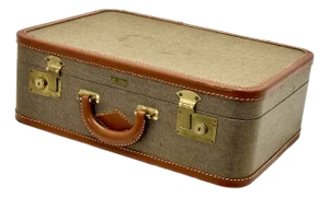 Vintage 1940s Lincoln "Zephyrweight" New York Tweed & Leather Overnight Suitcase in Nice Condition