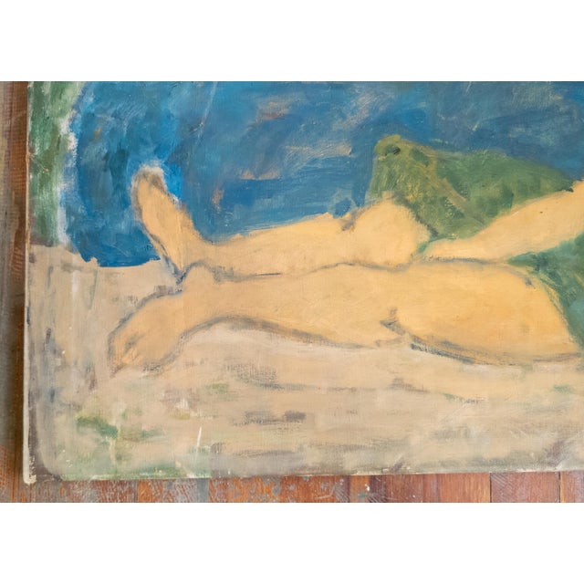 Textile Mid-Century Modern French or American School Figure Reclining in Style of Milton Avery For Sale - Image 7 of 11