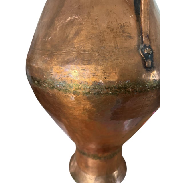 Antique Hammered Copper Vessel Floor Vase For Sale - Image 12 of 12