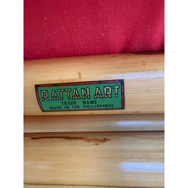 Wood Vintage Mid-Century Modern Rattan Lounge Chair Manufactured by the Company Rattan Art in the Philippines. For Sale - Image 7 of 9