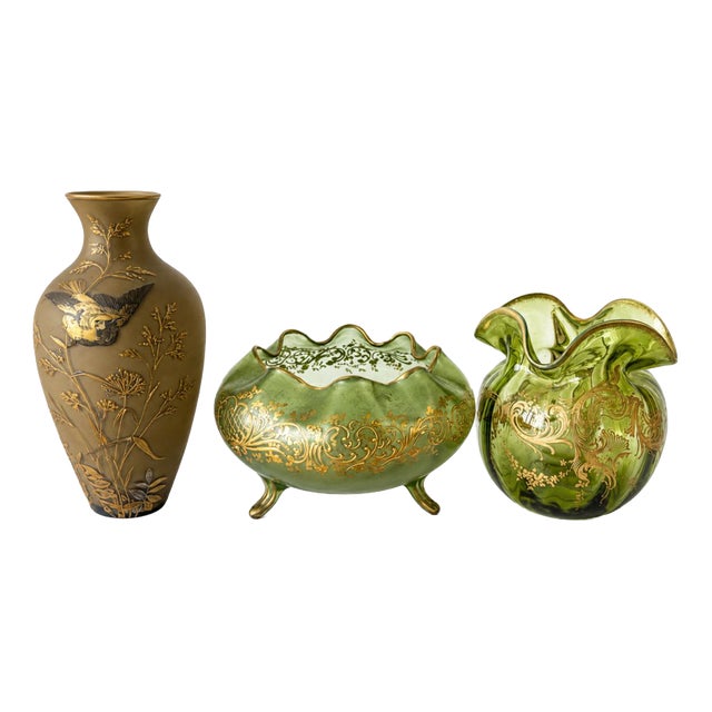Crystal Vases and Flower Stand, Set of 3 For Sale