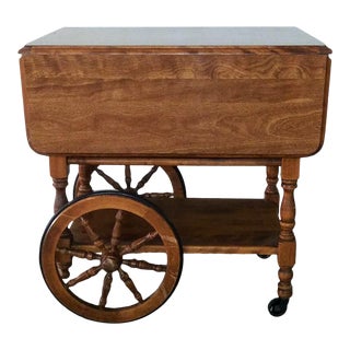 Reduced 50% Maple Drop-Leaf Butler Cart / Bar Cart - Mid 20th Century For Sale