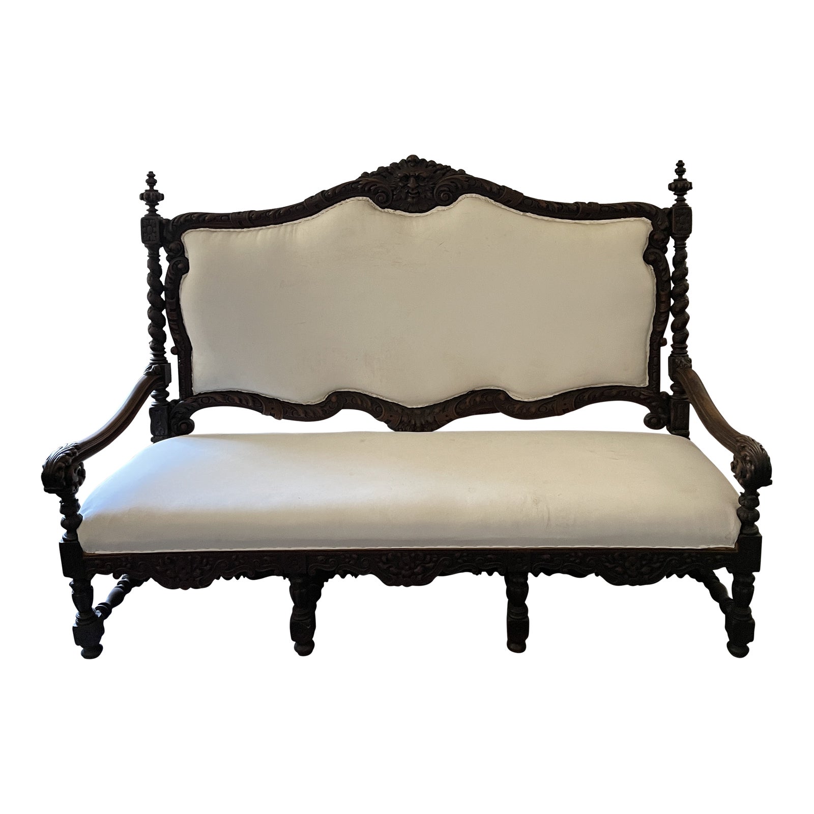 Late 19th Century Antique White Settee Attributed to Rj Horner Chairish