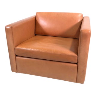 Knoll Club Chair by Charles Pfister in Saddle Leather For Sale