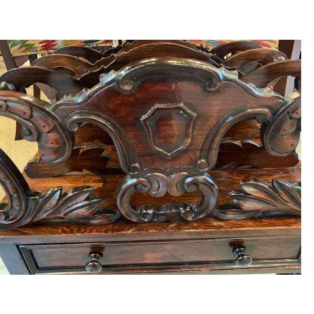 Early Victorian Solid Rosewood Three-Section Canterbury with Drawer and Casters For Sale - Image 12 of 18