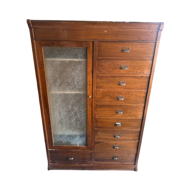 Cabinet with Chest of Drawers and Display Cabinet in Walnut, Early 1900s For Sale - Image 16 of 16