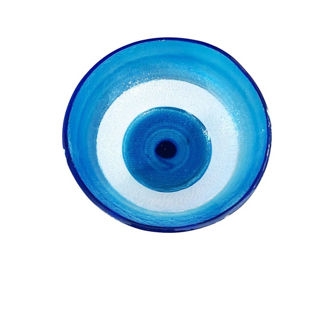 Middle Eastern Blue Glass Bowl With Eye 5.75" D For Sale - Image 4 of 5