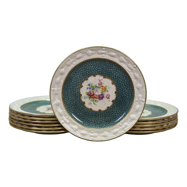 Antique English Adams Royal Ivory Titian Ware Dinner Plates - Set of 12 For Sale