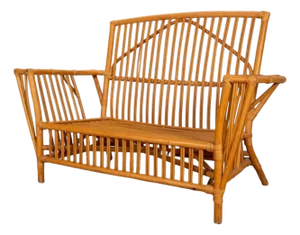 Presidents 1930’s Stick Reed Rattan Sofa Settee Styled After Bielecky Brothers