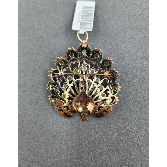 White 1940s 3.25 Ct Peacock Brooch For Sale - Image 8 of 9