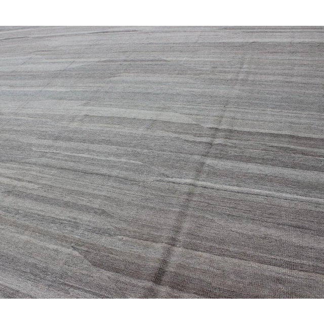 Textile Very Large Modern Kilim With Solid Minimalist Design in Variation of Gray Tones For Sale - Image 7 of 13