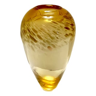 Straw Colored Murano Glass Vase with Aventurine attributed to Fratelli Toso, 1960s For Sale