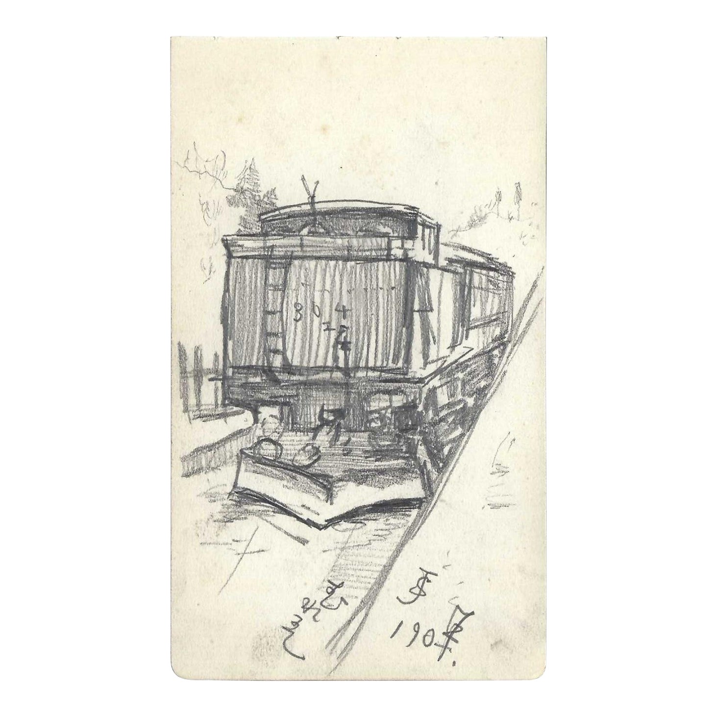 1907 Japanese Train Drawing | Chairish