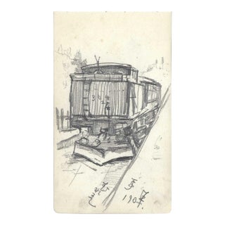 1907 Japanese Train Drawing For Sale