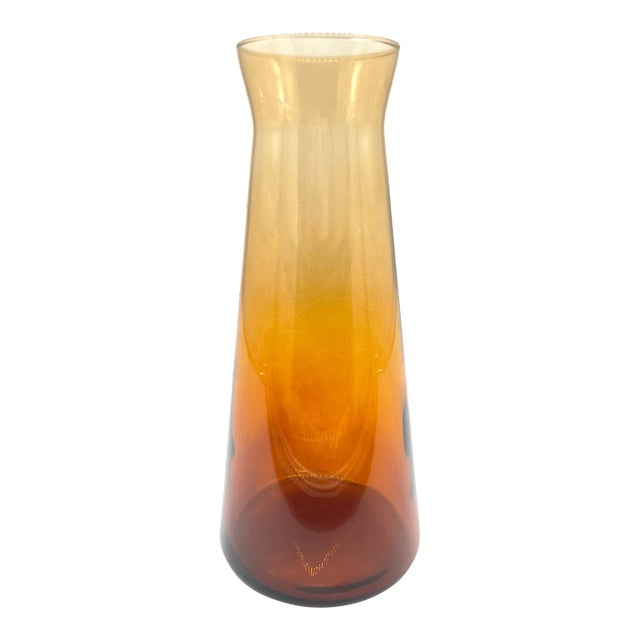1980s Mid Century Amber Glass Vase For Sale