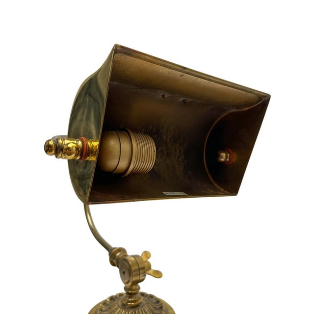 French Adjustable Bankers Desk Lamp in Brass, 1960s For Sale - Image 12 of 17