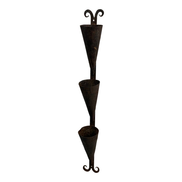 Vintage Metal Wall Hung Decorative Plant Holder For Sale