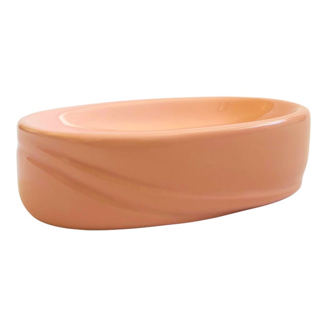 1980s Embossed Pink Ceramic Soap Dish For Sale