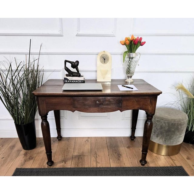 Very charming and rustic country Italian antique table ideal as desk writing table as well as kitchen dining table, in...