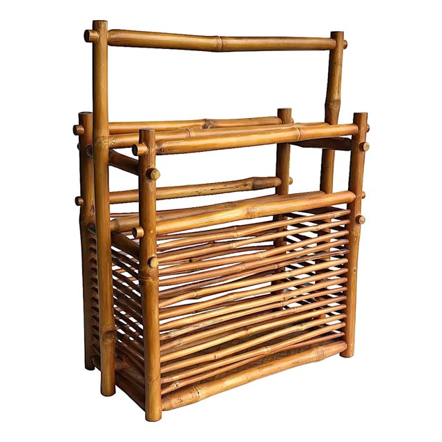 1960s Paul Frankl Style Bamboo Magazine Rack For Sale