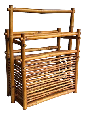 1960s Paul Frankl Style Bamboo Magazine Rack