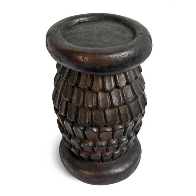 Authentic hand carved Bamileke small tribal wood stool. Masterfully crafted from one piece of indigenous wood. Impressive...