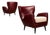 Pair of Brazilian Modernist Armchairs in Hardwood, Burgundy Leather & Bouclé by Carlo Hauner, Brazil, 1950s - Lot 466B For Sale