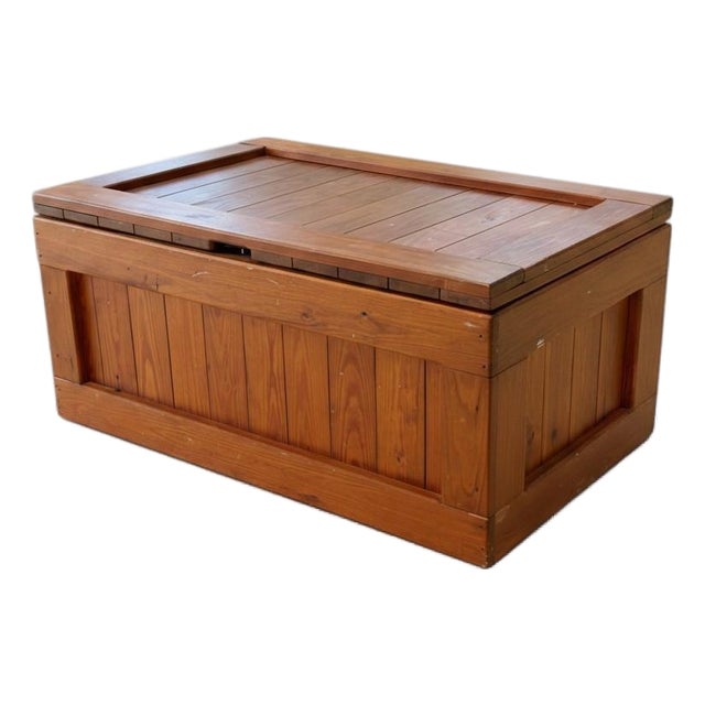 Vintage Pine Storage Chest-Blanket-Trunk-Coffee Table-Rustic Cargo Crate-1980s For Sale