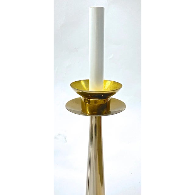 Metal Pair of Tommi Parzinger Greek Key Lamps For Sale - Image 7 of 8