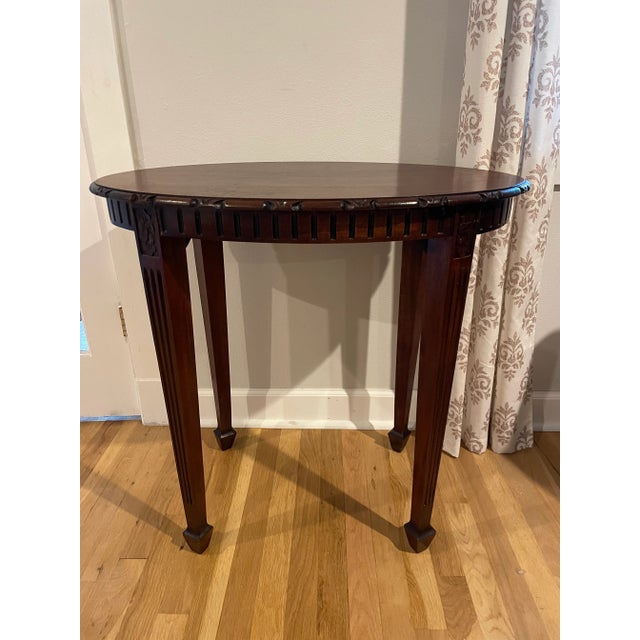 Vintage Carved Mahogany Oval Occasional Table For Sale - Image 10 of 10
