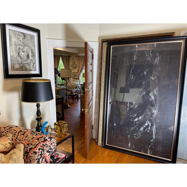 Plastic Vintage Abstract Expressionist Framed Painting For Sale - Image 7 of 8