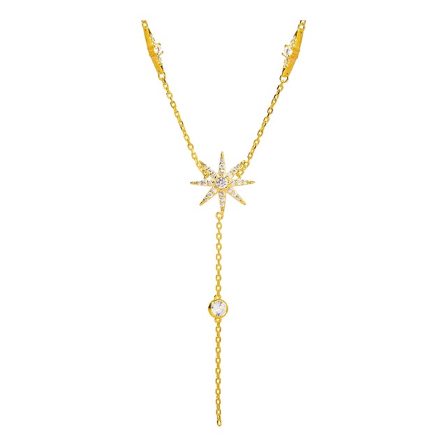 Stellar Radiance Gold & Diamond Necklace For Sale