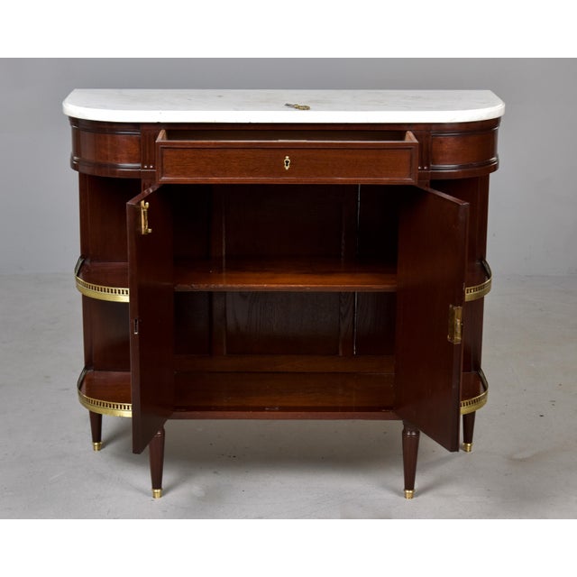 Louis XVI Style Marble Top Buffet With Reeded Doors and Brass Galleries For Sale - Image 10 of 12